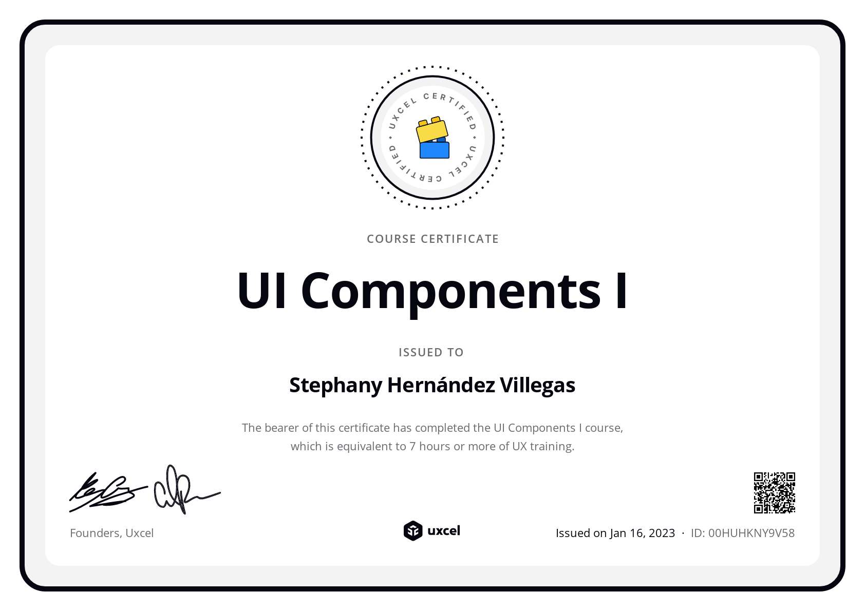 Stephany Hernández Villegas's certificate